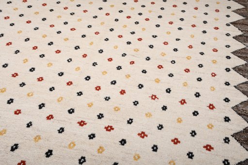 Full view of New Morocco rug from Pakistan, 301 × 203 cm in Beige tones