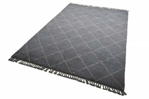 Corner detail of New Morocco rug showing border pattern and Wool pile