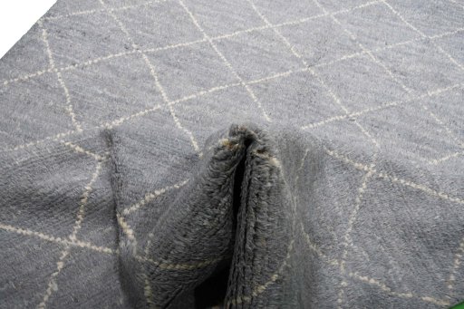 Corner detail of New Morocco rug showing border pattern and Wool pile