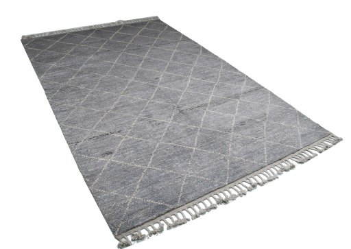 Corner detail of New Morocco rug showing border pattern and Wool pile