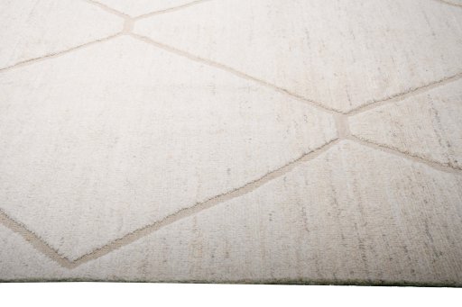 Corner detail of New Morocco rug showing border pattern and Wool pile