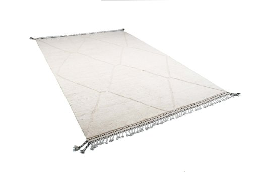 Corner detail of New Morocco rug showing border pattern and Wool pile