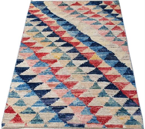 Close-up detail of New Morocco rug from Pakistan showing Wool weave