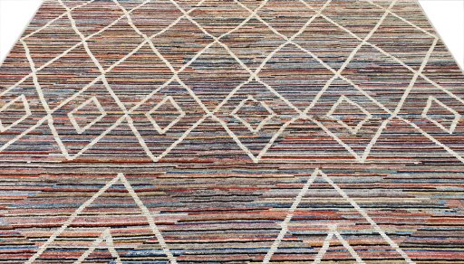 Close-up detail of New Morocco rug from Pakistan showing Wool weave