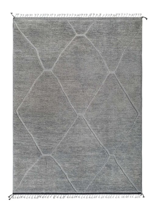 Full view of New Morocco rug from Pakistan, 346 × 254 cm in Gray tones