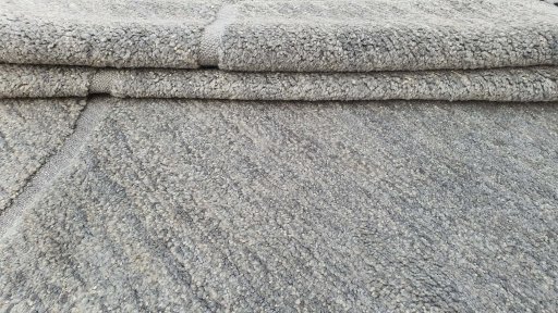 Full view of New Morocco rug from Pakistan, 346 × 254 cm in Gray tones