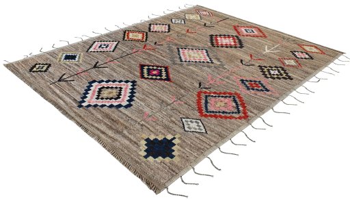 Close-up detail of New Morocco rug from Pakistan showing Wool weave