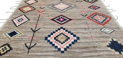 Surface texture of New Morocco rug with natural Wool and intricate pattern