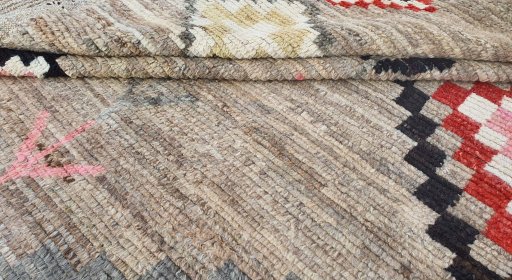 Close-up detail of New Morocco rug from Pakistan showing Wool weave