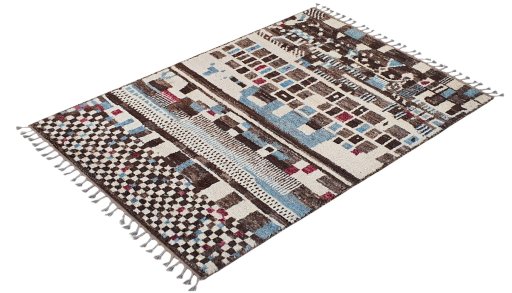 Close-up detail of New Morocco rug from Pakistan showing Wool weave