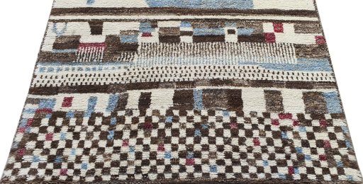 Surface texture of New Morocco rug with natural Wool and intricate pattern