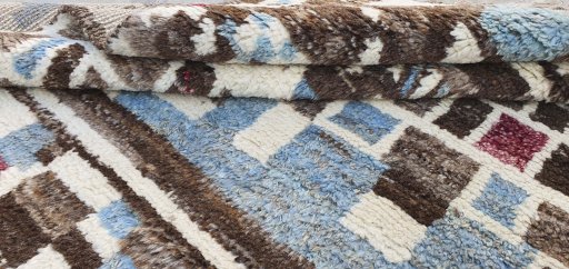 Close-up detail of New Morocco rug from Pakistan showing Wool weave