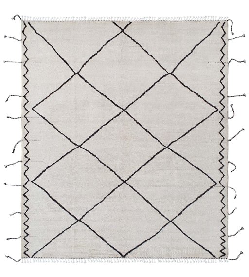 Full view of New Morocco rug from Pakistan, 304 × 259 cm in Beige tones