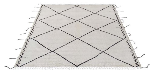 Corner detail of New Morocco rug showing border pattern and Wool pile