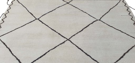 Backside of handmade New Morocco rug showing knot structure and weave density