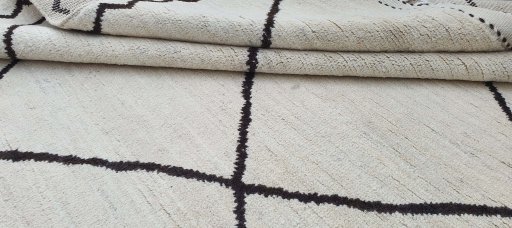 Close-up detail of New Morocco rug from Pakistan showing Wool weave