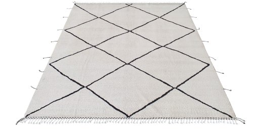 Corner detail of New Morocco rug showing border pattern and Wool pile