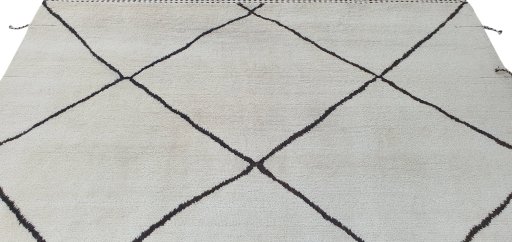 Backside of handmade New Morocco rug showing knot structure and weave density