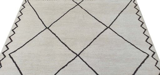 Backside of handmade New Morocco rug showing knot structure and weave density