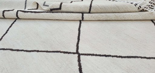 Close-up detail of New Morocco rug from Pakistan showing Wool weave