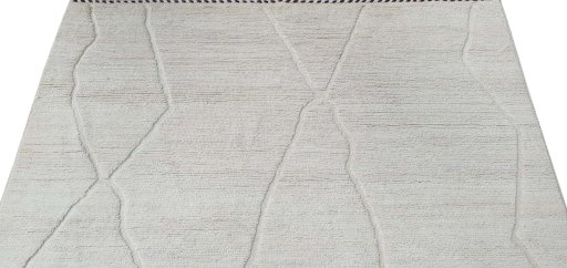 Backside of handmade New Morocco rug showing knot structure and weave density