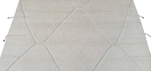 Backside of handmade New Morocco rug showing knot structure and weave density