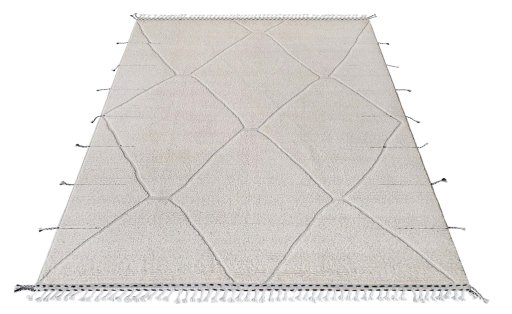 Corner detail of New Morocco rug showing border pattern and Wool pile