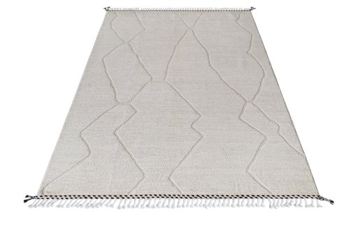 Corner detail of New Morocco rug showing border pattern and Wool pile