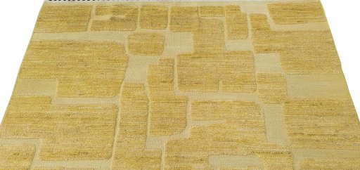 Backside of handmade New Morocco rug showing knot structure and weave density