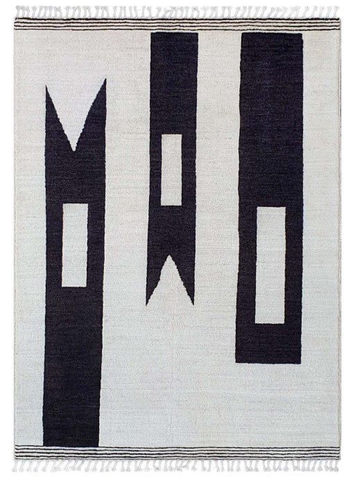 Full view of New Morocco rug from Pakistan, 230 × 171 cm in Beige tones