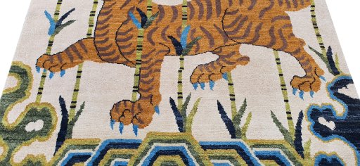 Surface texture of New Morocco rug with natural Wool and intricate pattern