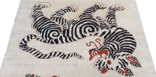 Backside of handmade New Morocco rug showing knot structure and weave density