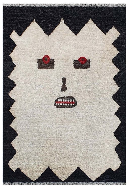 Full view of New Morocco rug from Pakistan, 176 × 124 cm in Beige tones