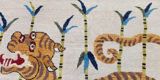 Backside of handmade New Morocco rug showing knot structure and weave density