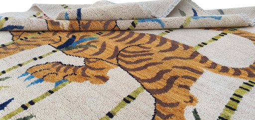 Close-up detail of New Morocco rug from Pakistan showing Wool weave