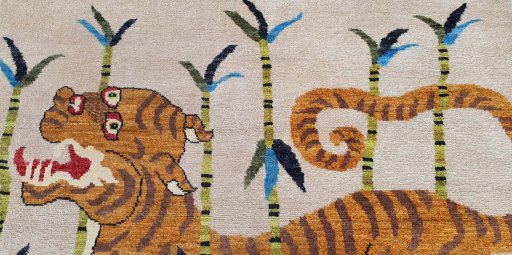 Backside of handmade New Morocco rug showing knot structure and weave density