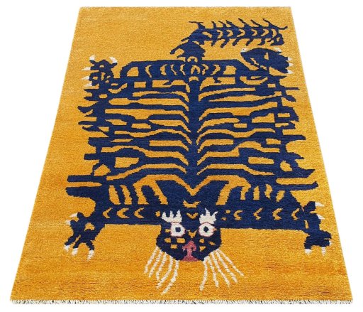 Corner detail of New Morocco rug showing border pattern and Wool pile