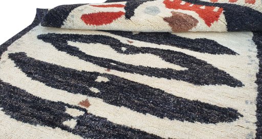 Close-up detail of New Morocco rug from Pakistan showing Wool weave
