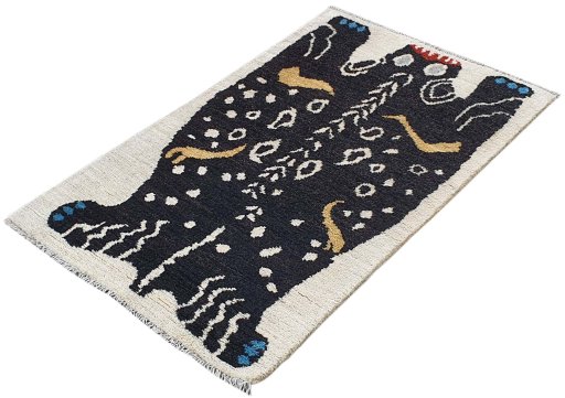 Close-up detail of New Morocco rug from Pakistan showing Wool weave