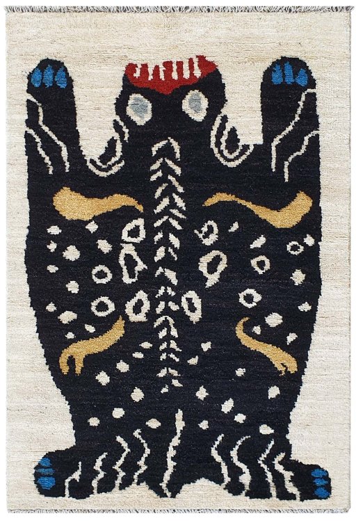 Full view of New Morocco rug from Pakistan, 143 × 98 cm in Multi Color tones