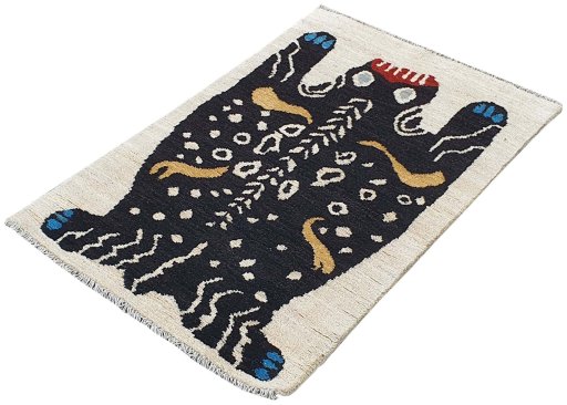 Close-up detail of New Morocco rug from Pakistan showing Wool weave