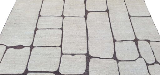 Backside of handmade New Morocco rug showing knot structure and weave density