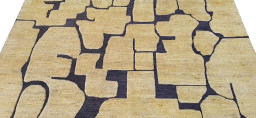 Backside of handmade New Morocco rug showing knot structure and weave density