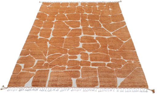 Corner detail of New Morocco rug showing border pattern and Wool pile