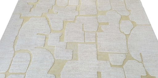 Backside of handmade New Morocco rug showing knot structure and weave density