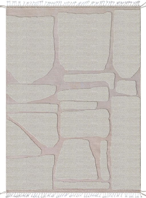 Full view of New Morocco rug from Pakistan, 245 × 175 cm in Beige tones