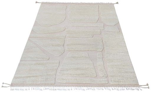 Corner detail of New Morocco rug showing border pattern and Wool pile