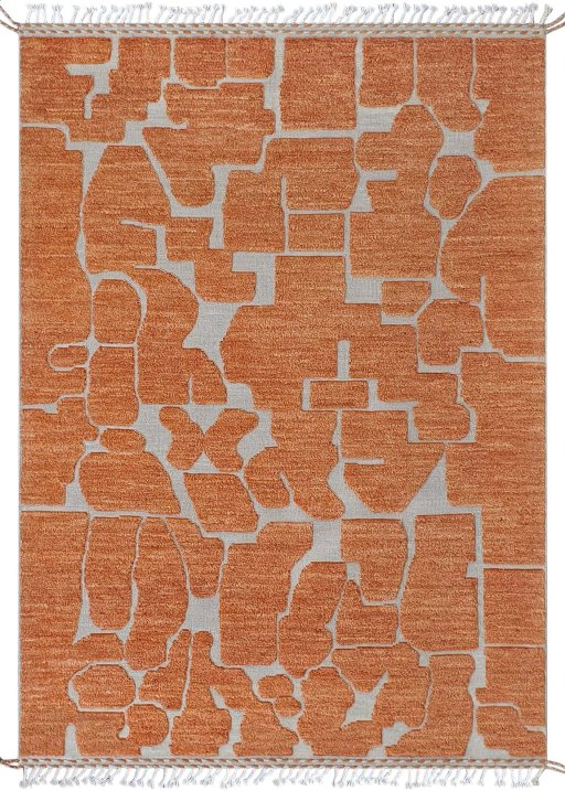 Full view of New Morocco rug from Pakistan, 251 × 178 cm in Yellow tones