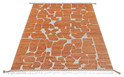 Corner detail of New Morocco rug showing border pattern and Wool pile