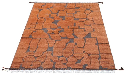 Corner detail of New Morocco rug showing border pattern and Wool pile